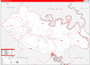 New Kent County Wall Map Red Line Style